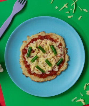 Cauliflower mini pizza toddler recipe