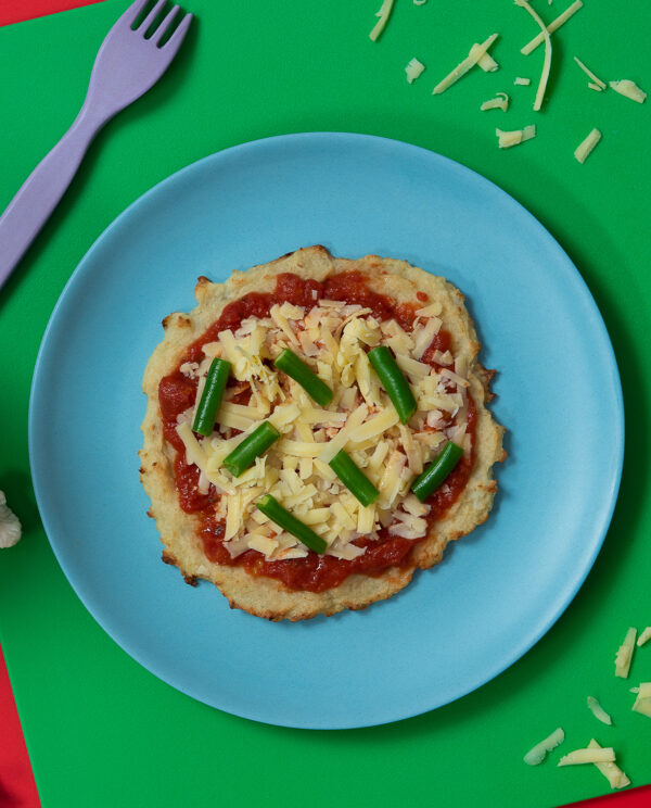 Cauliflower mini pizza toddler recipe