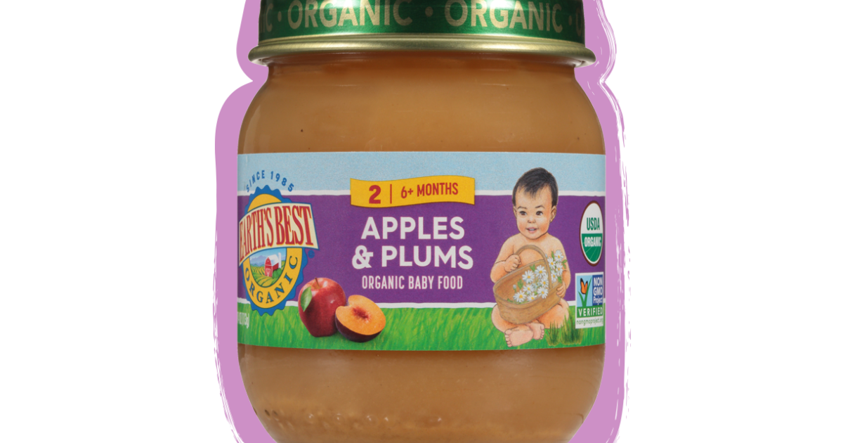 Apple and plum shop puree for babies