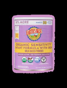 Earths best organic sensitivity infant formula 35oz fop