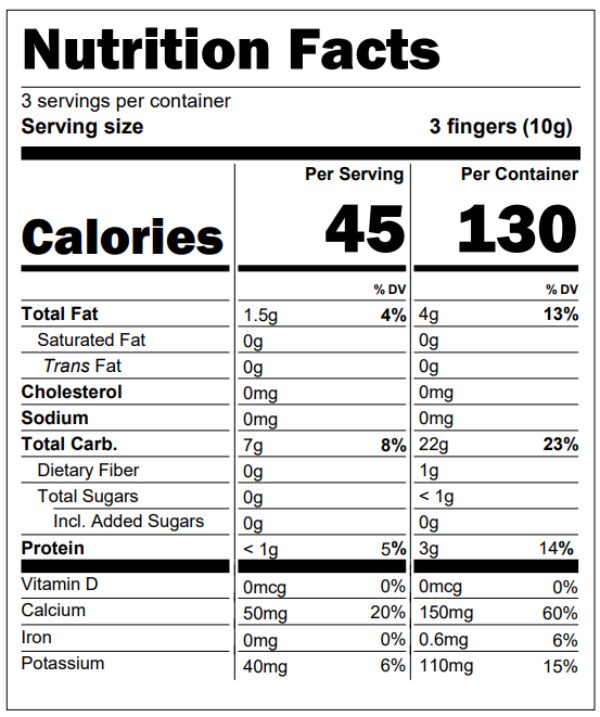 Mango carrot munchy fingers nutrition