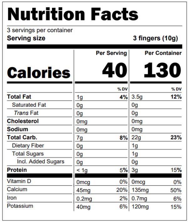 Mixed berry munchy fingers nutrition