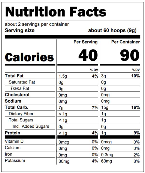 Straw mango melty hoops nutrition