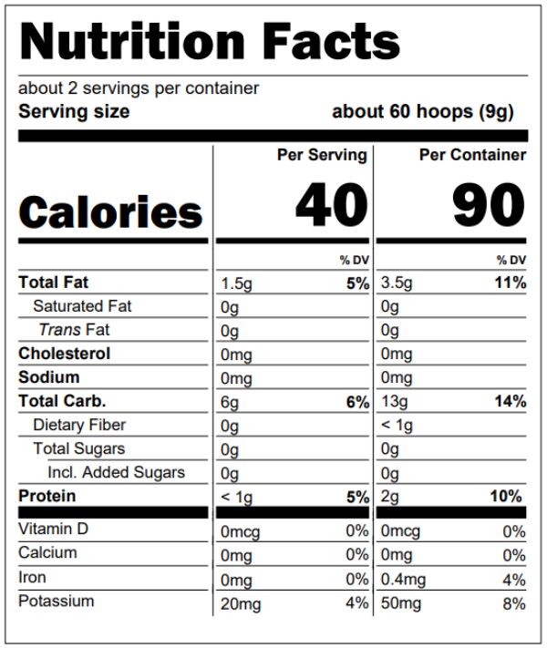 Spring veggie melty hoop nutrition