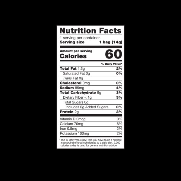 PX020250 EB Veg Waves Ranch Inner Bag 14g Nutritional Chart