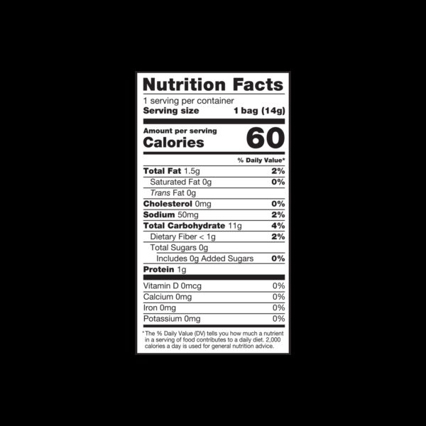 PX020246 EB Veg Waves Cheesy Mac Inner Bag 14g Nutritional Chart