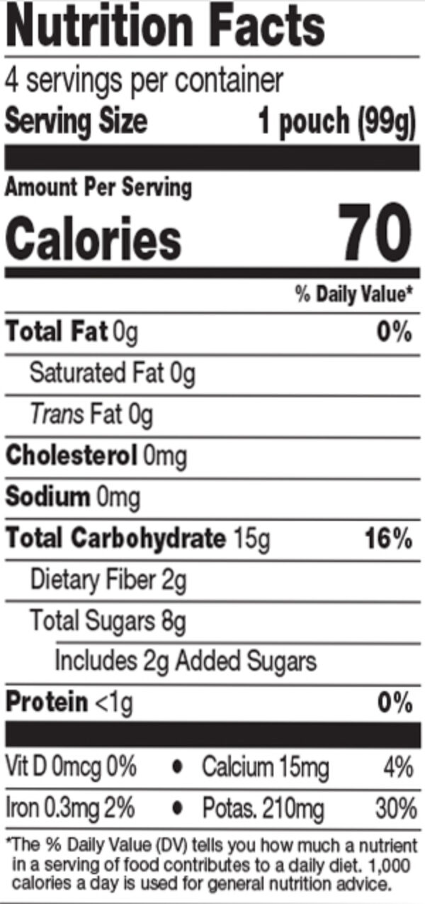 Earths best butternut squash pear 4ct nutritional facts