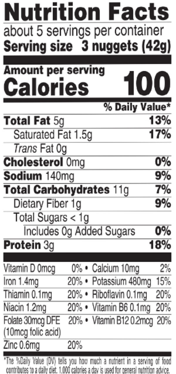 Earths best frozen gluten free baked broccoli and cheddar veggie nuggets nutritional facts