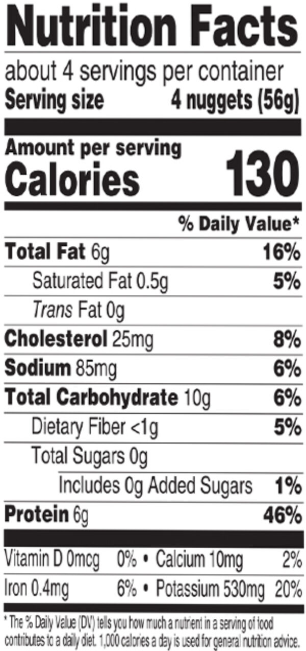 Earths best frozen gluten free chicken nuggets nutritional facts