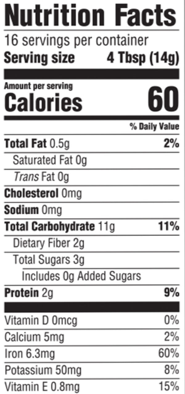 Earths best multigrain cereal nutritional facts