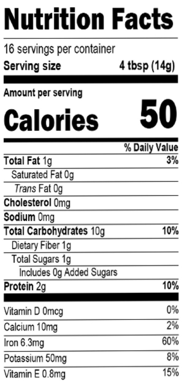 Earths best oatmeal cereal nutritional facts