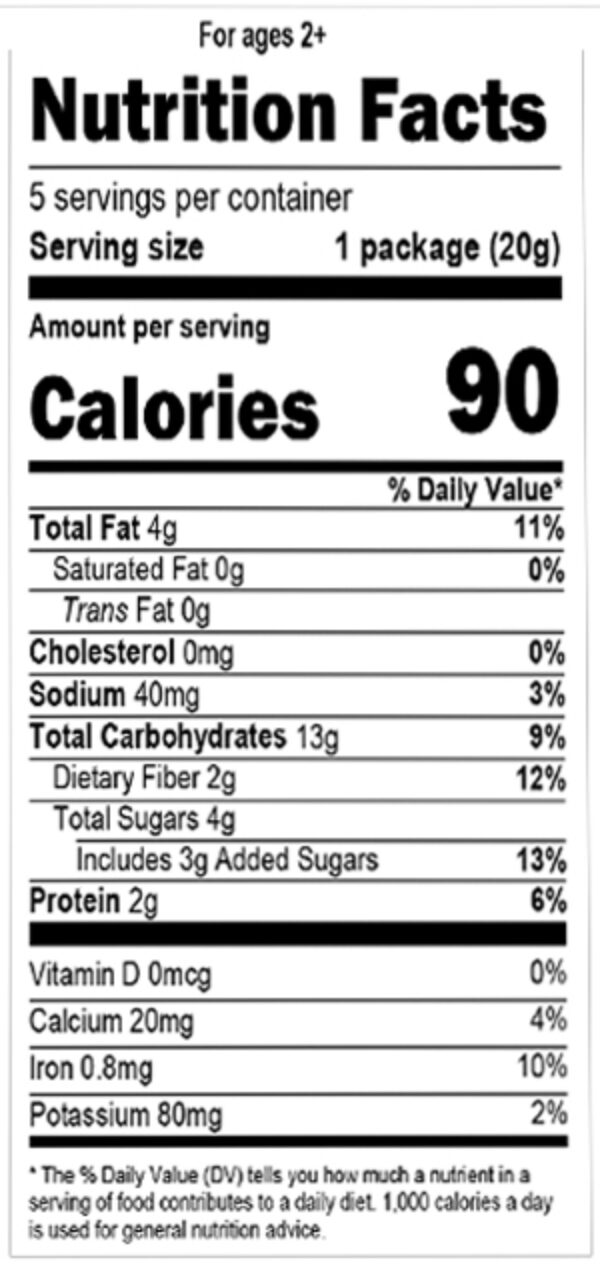 Earths best organic blueberry breakfast biscuits 5 pack nutritional facts