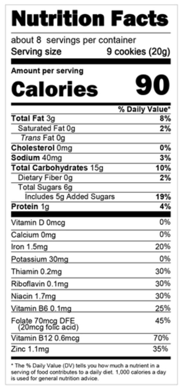 Earths best organic oatmeal cinnamon organic letter of the day cookies nutritional facts