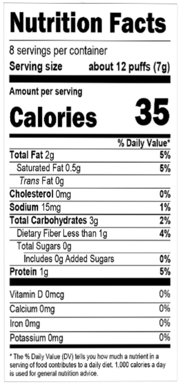 Earths best organic peanut butter puffs nutritional facts