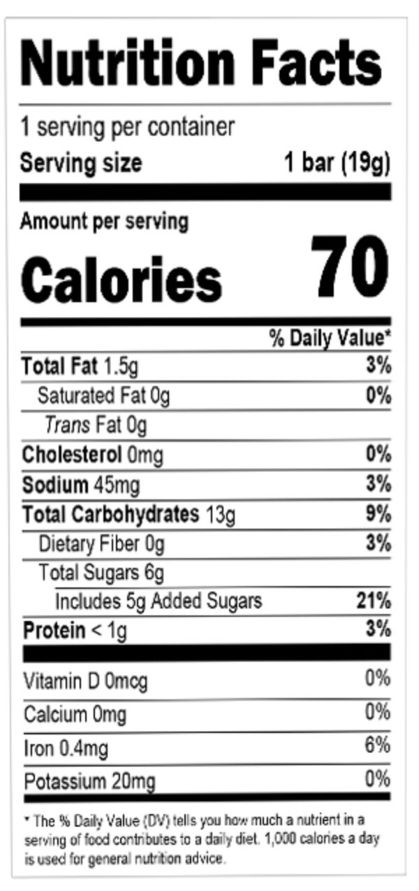 Earths best organic sweet potato carrot sunny days snack bars nutritional facts