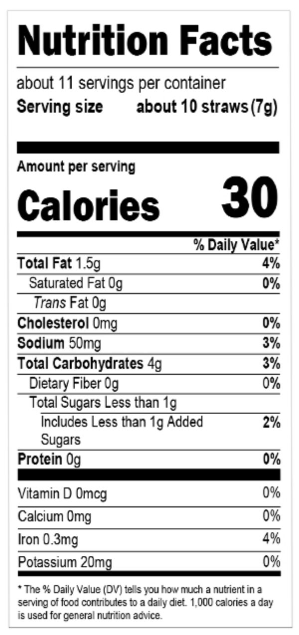 Earths best organic sweet veggie straws strawberry nutritional facts