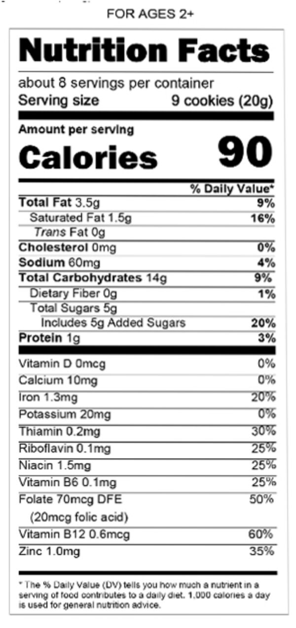 Earths best organic very vanilla organic letter of the day cookies nutritional facts