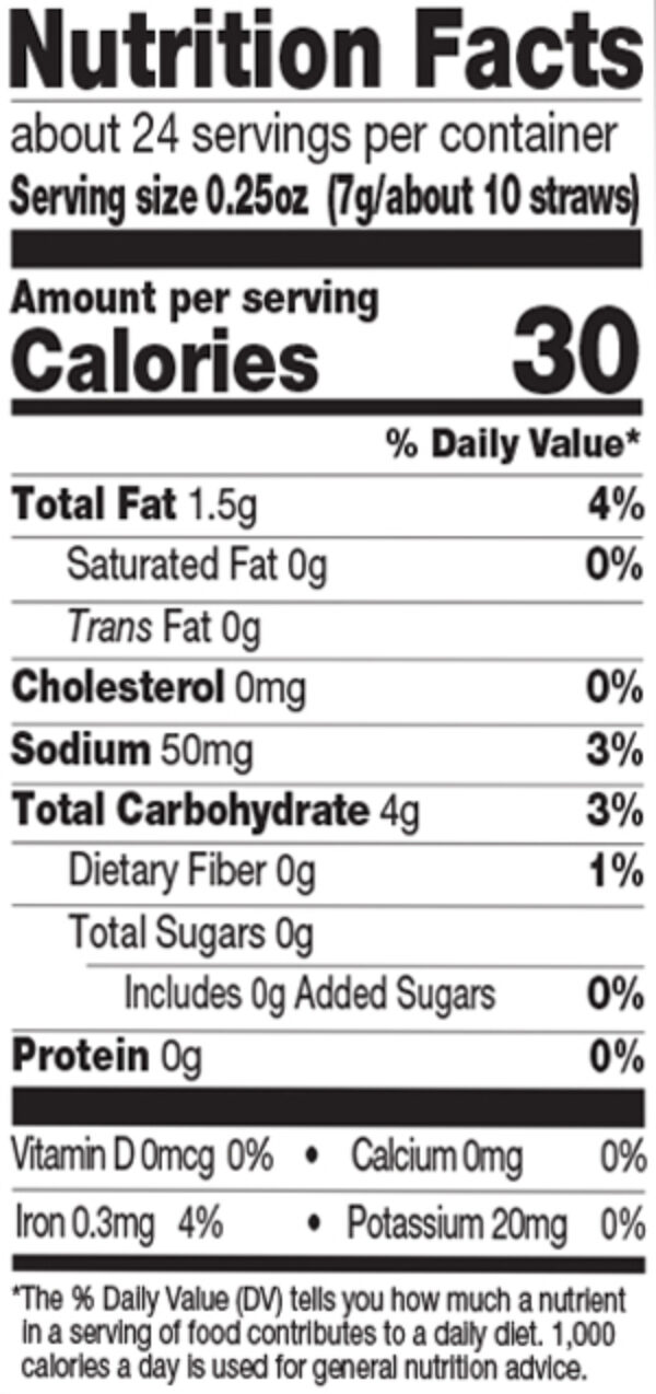 Earths best original garden veggie straws 12ct nutritional facts