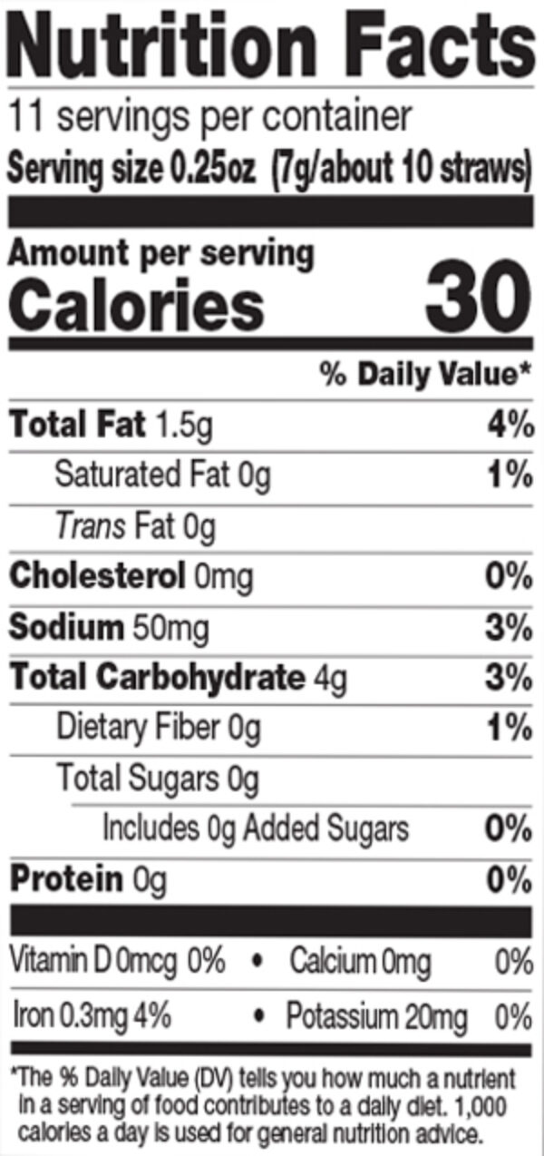 Earths best original garden veggie straws nutritional facts