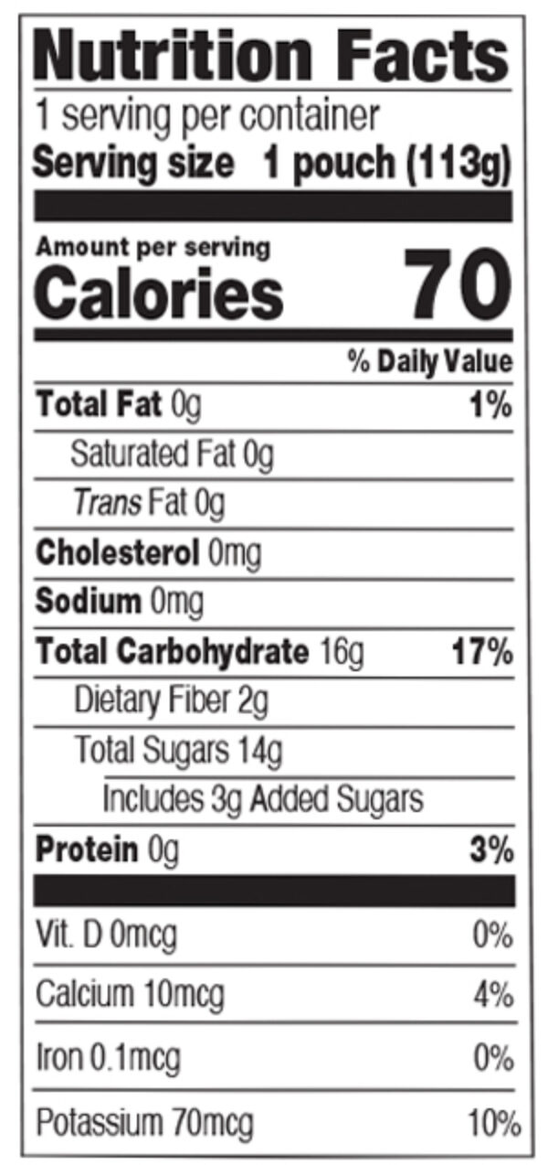 Earths best peach mango nutritional facts