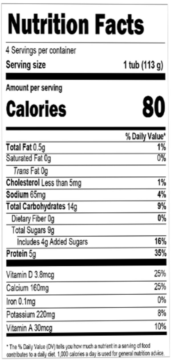 Earths best strawberry yogurt for kids nutritional facts