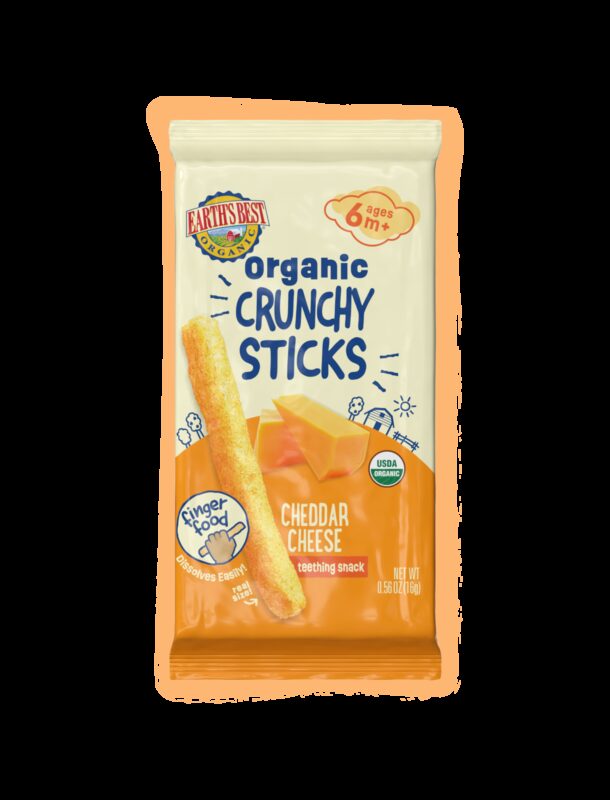 Earths best organic cheddar crunchy sticks kids finger food fop
