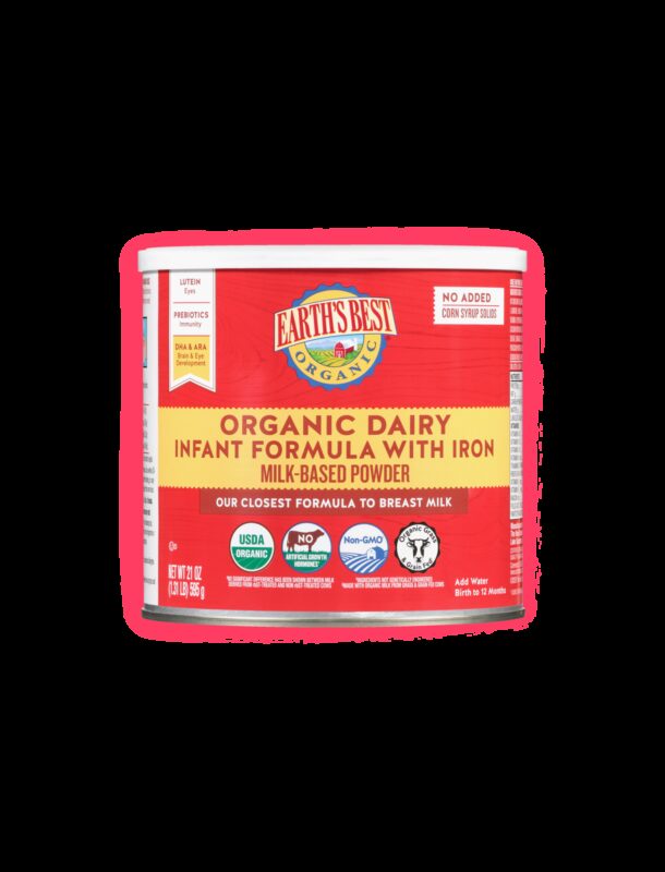 Earths best organic dairy infant formula 23 2oz fop