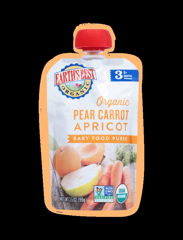 Earths best organic pear carrot apricot baby food fop