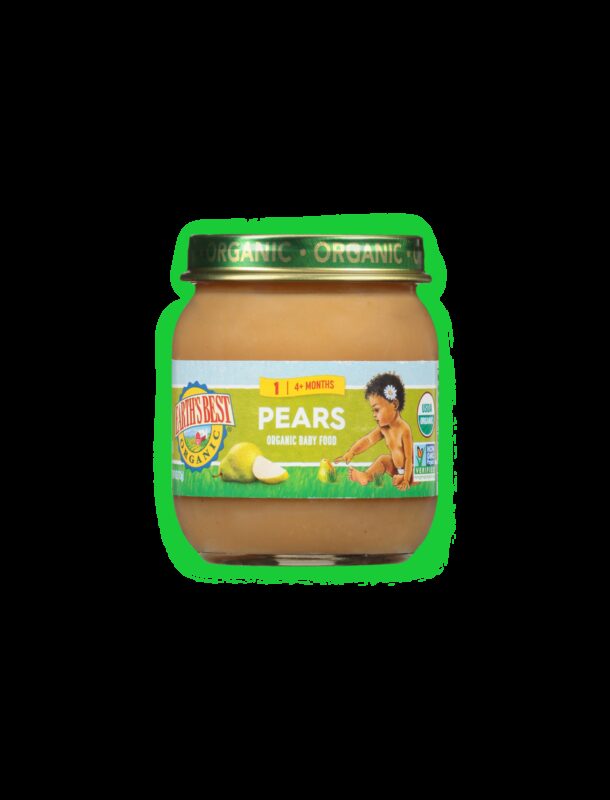 Earths best organic pear baby puree jarred fop