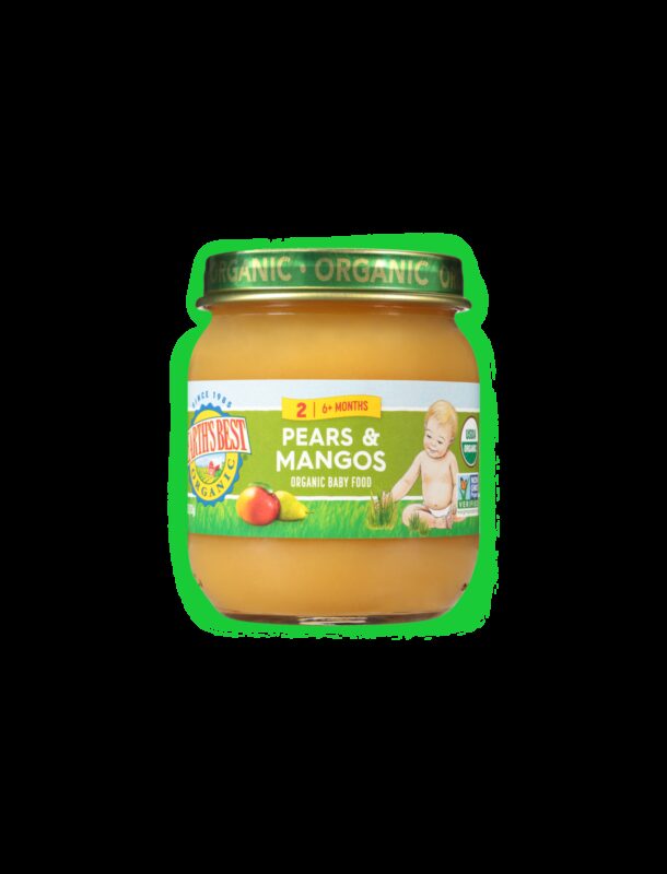 Earths best organic pears mangos baby puree jarred fop