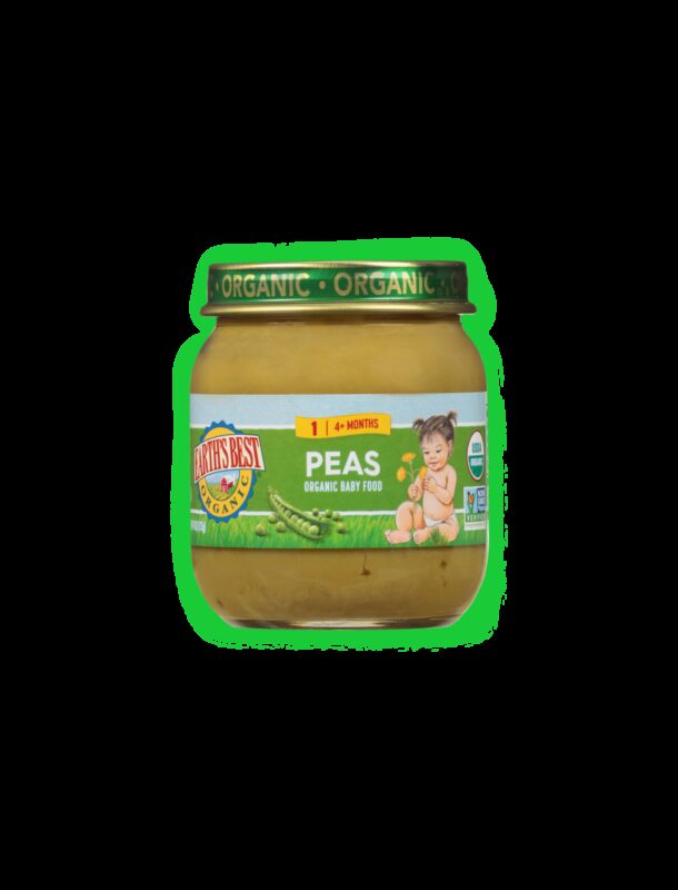 Earths best organic peas baby puree jarred fop