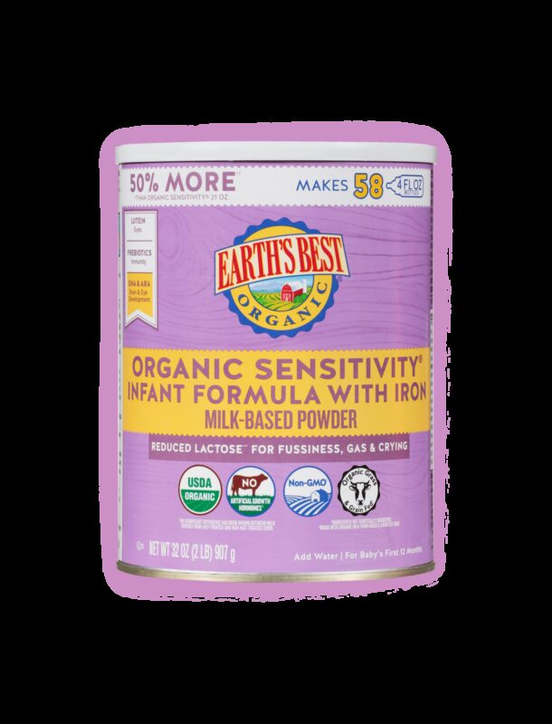 Earths best organic sensitivity infant formula 35oz fop