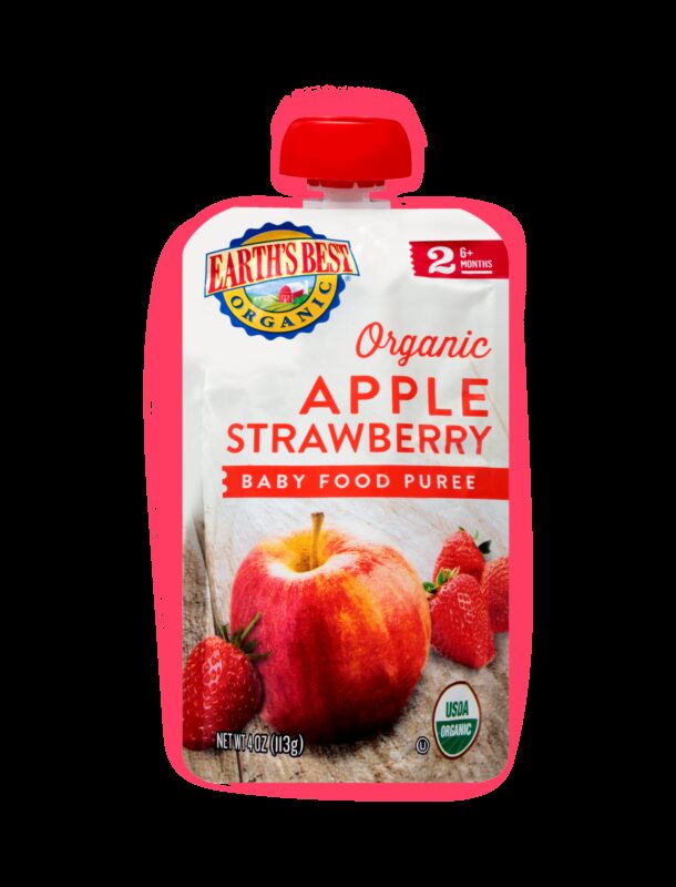 Earths best organic apple strawberry baby food fop