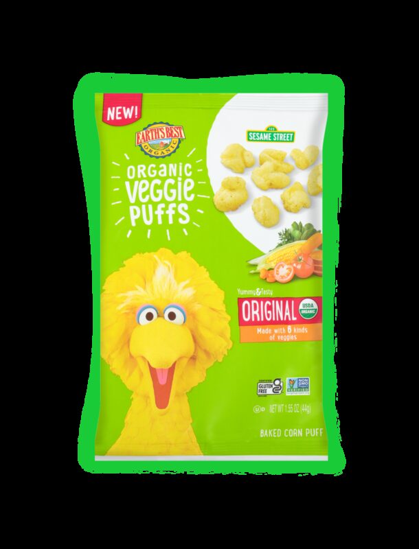 Earths best organic veggie puffs original kids snack fop
