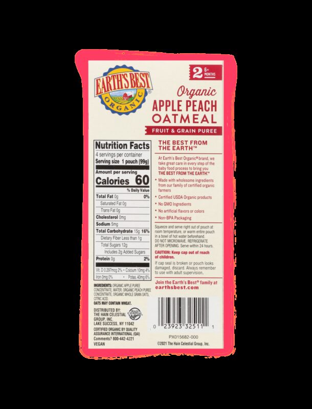 Earths best organic apple peach baby puree 4 pack bop