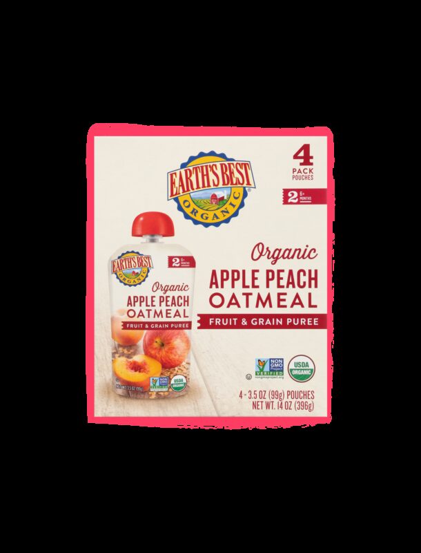 Earths best organic apple peach baby puree 4 pack fop