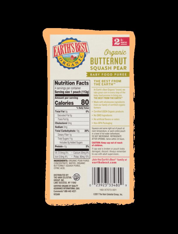 Earths best organic butternut squash pear baby food 4 pack bop