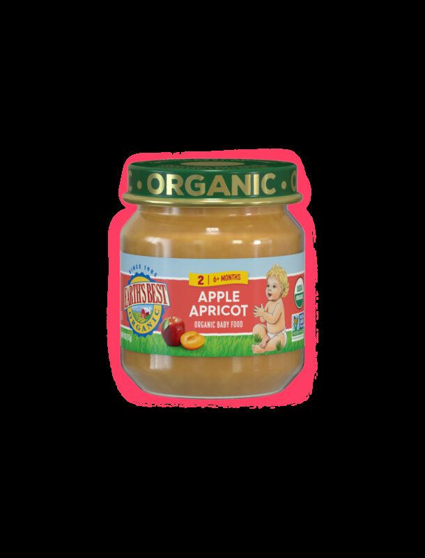 Earths best organic apples apricots baby puree jarred fop