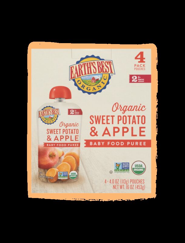 Earths best organic sweet potato apple baby food puree 4 pack fop png