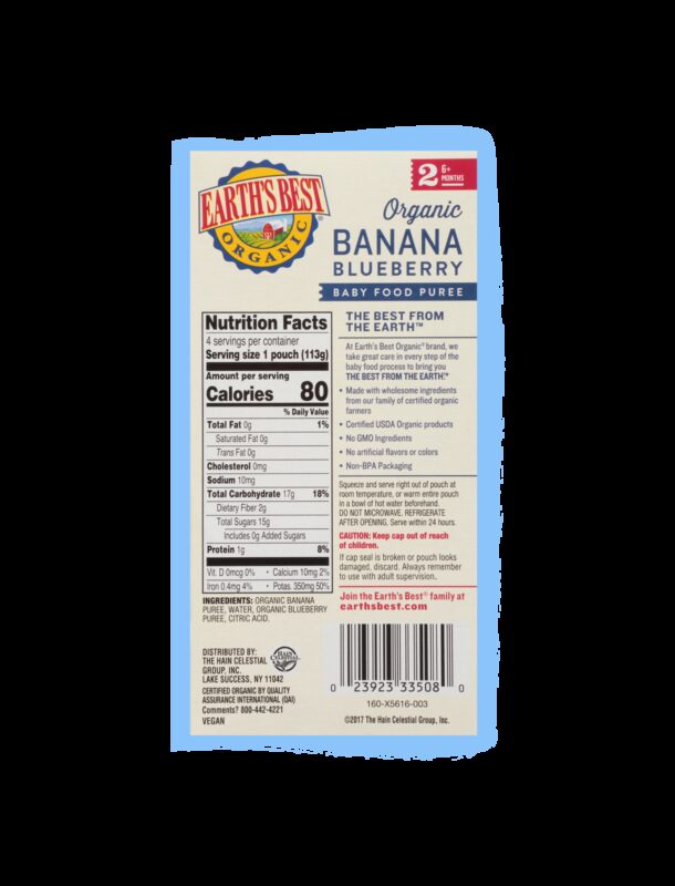 Earths best organic banana blueberry baby food 4 pack bop