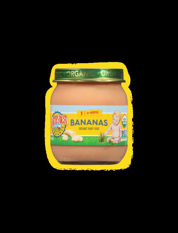 Earths best organic banana baby puree jarred fop