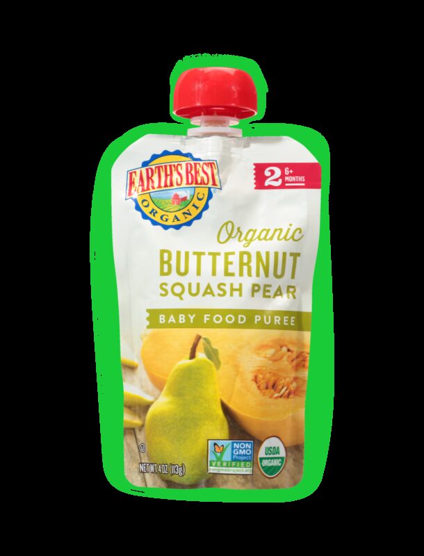 Earths best organic butternut squash pear baby food fop
