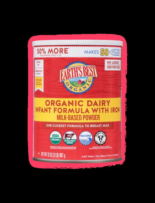 Earths best organic dairy infant formula 35oz fop