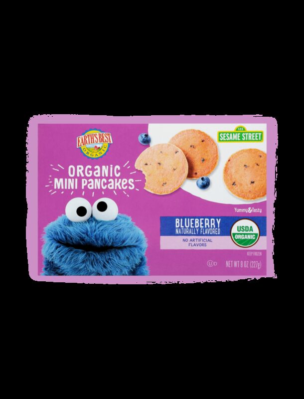 Earths best organic mini pancakes blueberry toddler fop