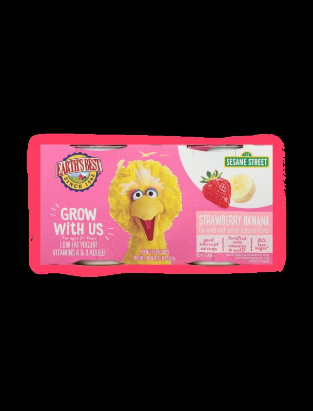 Earths best strawberry banana yogurt for kids fop