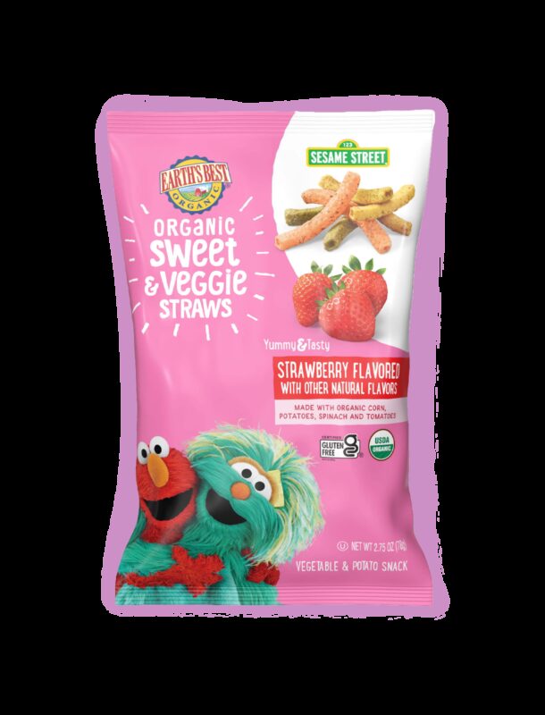 Earths best organic sweet veggie straws strawberry fop