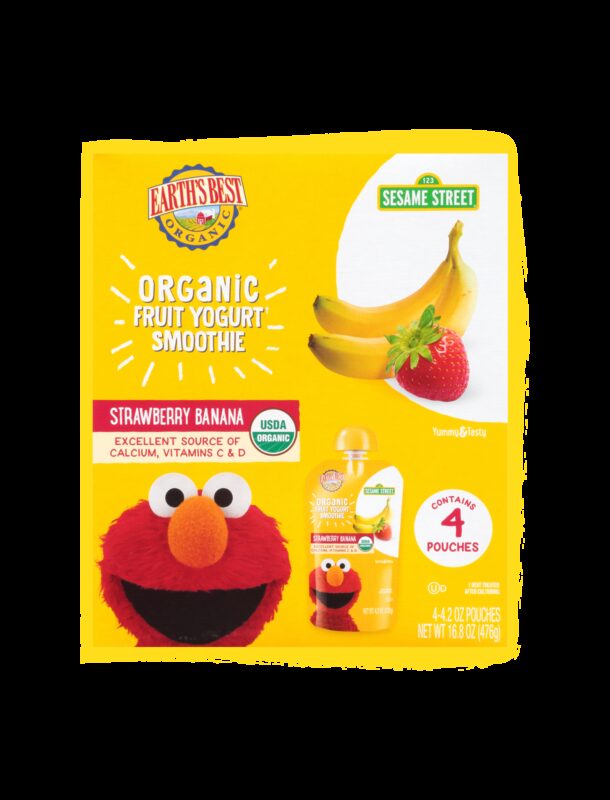 Earths best organic strawberry banana fruit yogurt smoothie 4 pack fop