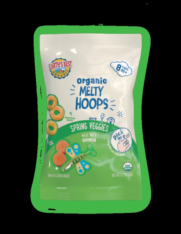 Earths Best spring veggie melty hoops front