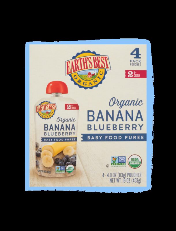 Earths best organic banana blueberry baby food 4 pack fop