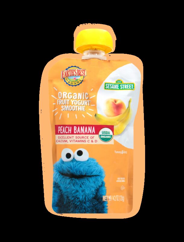 Earths best organic peach banana fruit yogurt smoothie fop